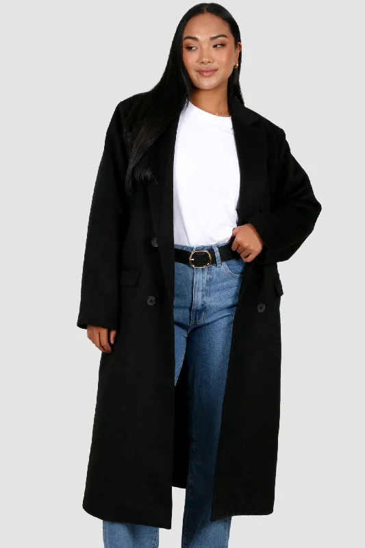 LUKA COAT BLACK Puff Sleeve Overcoat