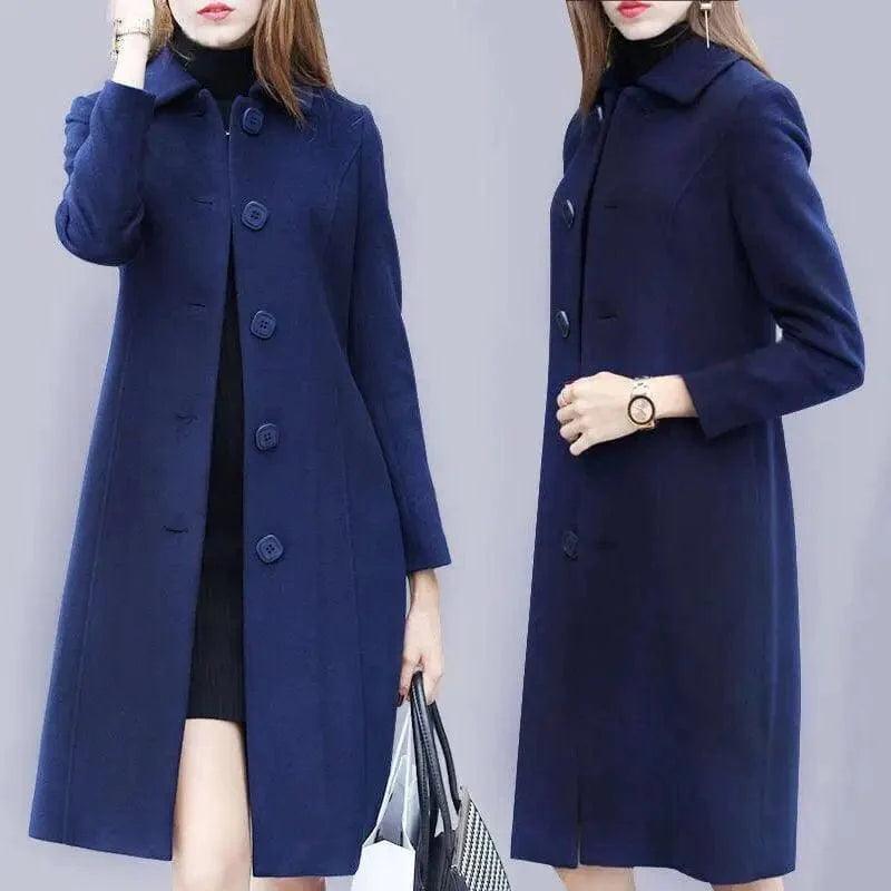 Mid-length Hepburn Style Slim Slim Woolen Coat Lightweight Utility Jacket