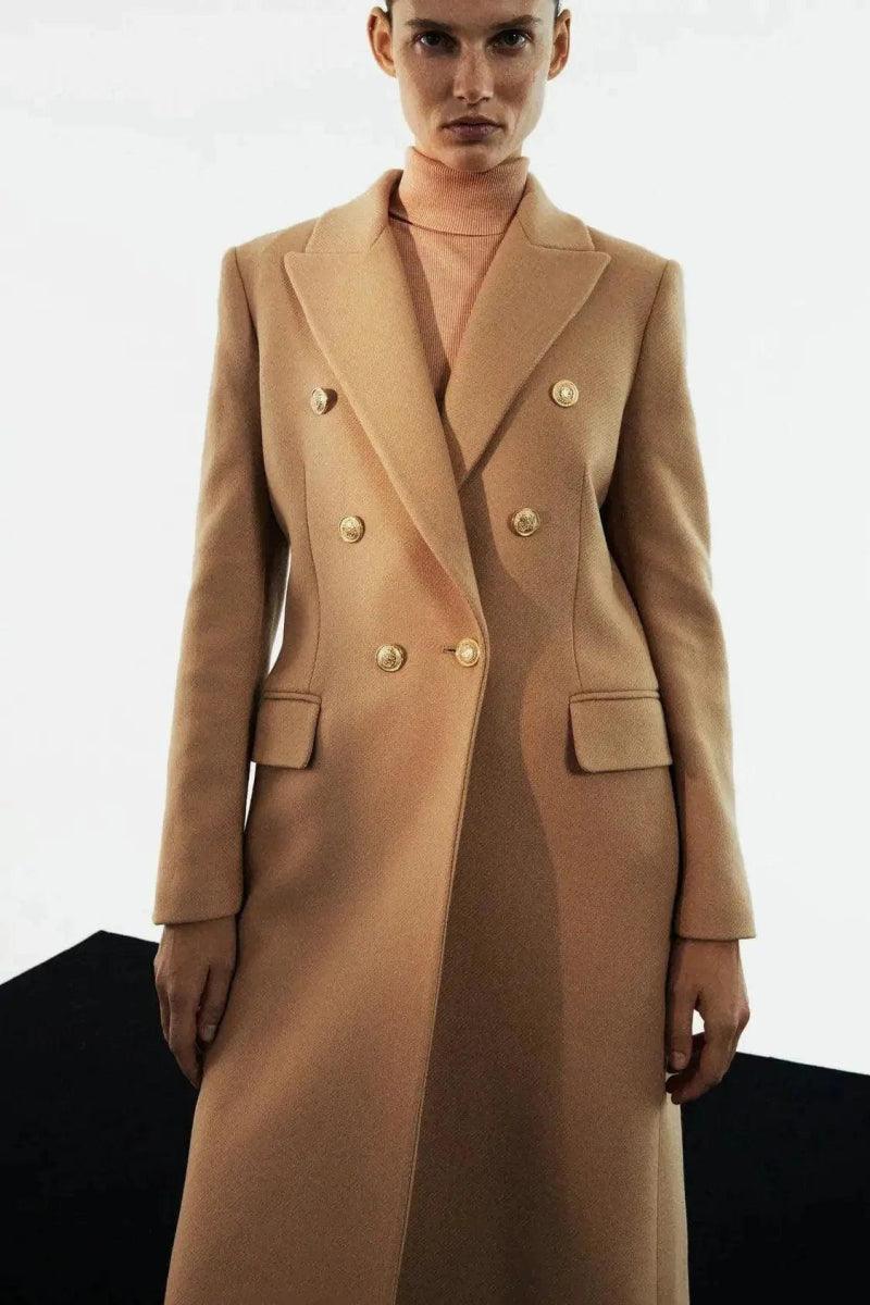 New Autumn And Winter Women'S Double-Breasted Woolen Coat Luxe Faux Fur Coat