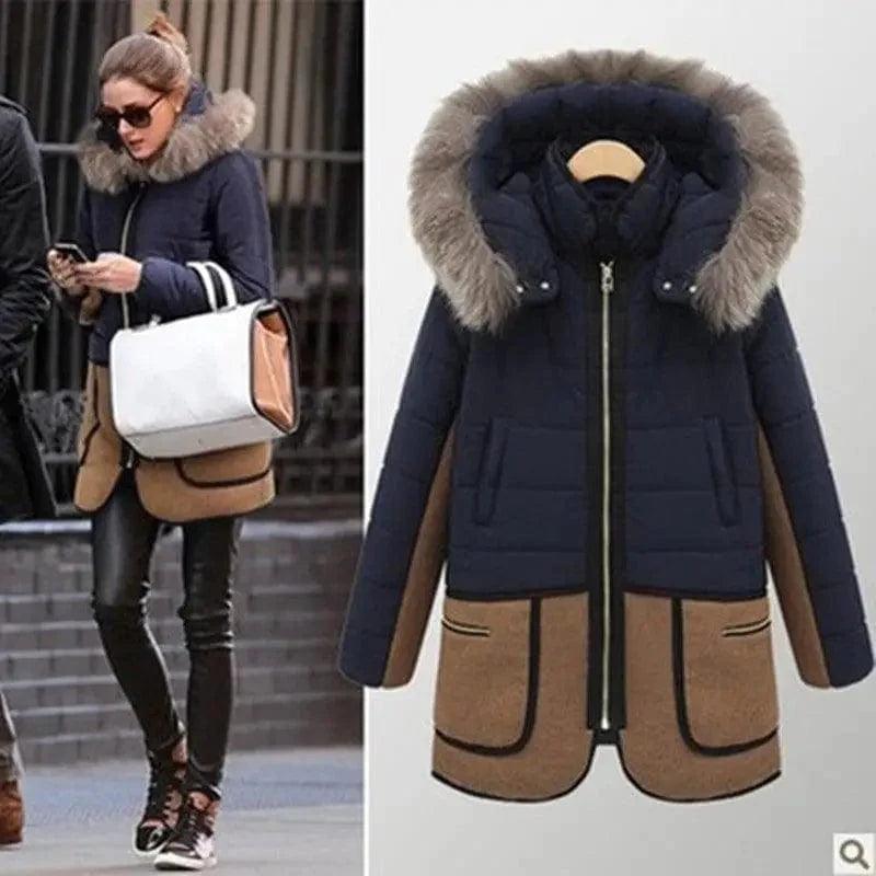 New slim plus size hooded padded coat Thick Layered Jacket