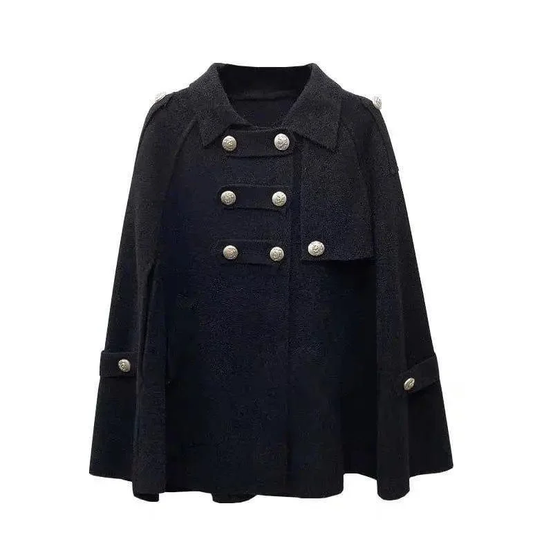 New Style Coat Cloak Women Loose Fashion Double Breasted Velvet Evening Cape