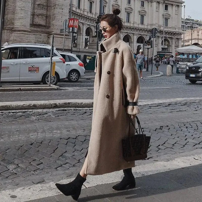 One Piece Cotton Coat Mid-length Lamb Wool Soft Cashmere Wrap