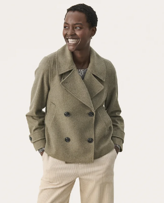 Part Two Lillian Vetiver Green Short Coat Ultra-Light Down Coat