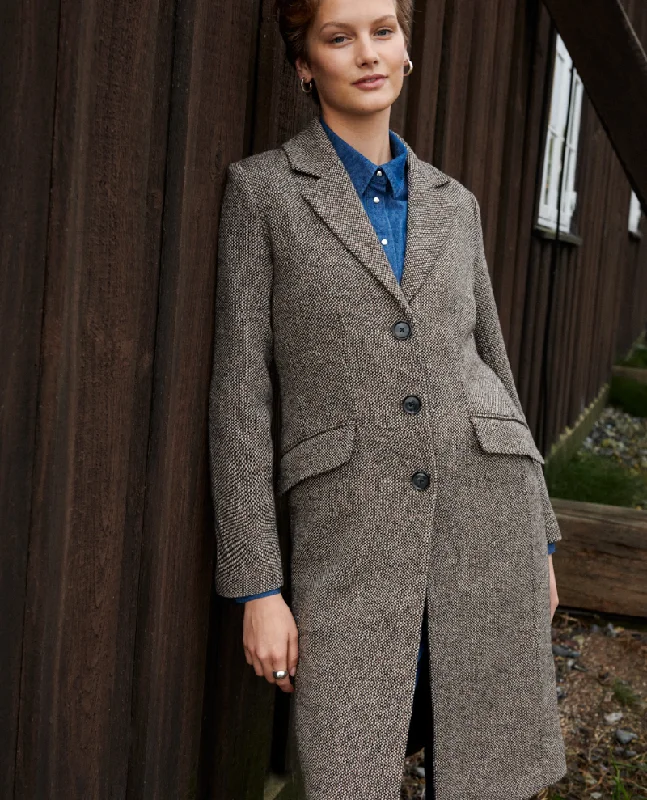 Part Two Lotte Brown Tweed Coat Belted Wool Overcoat