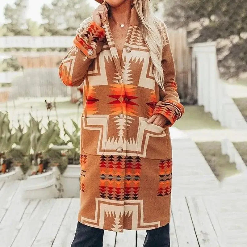 Patchwork lapel buttoned woolen coat Polished Tailored Coat