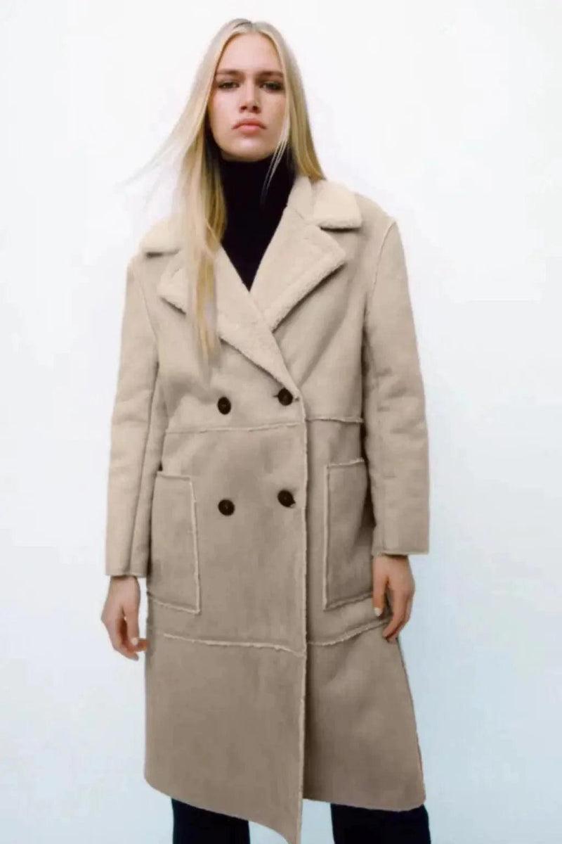 Personality Stitching Fleece Coat Coat Autumn And Winter Warm Hooded Poncho