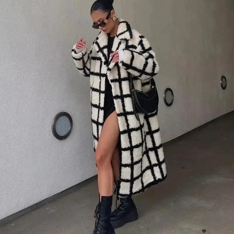 Polo Loose Coat Fashionable Plaid Hooded Puffer Anorak