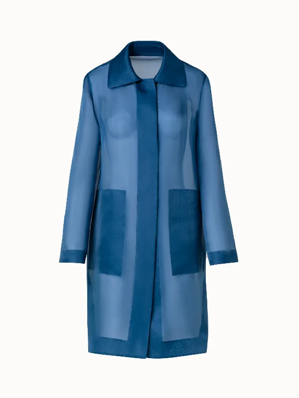 Short Silk Coat Drape Front Waterfall Coat