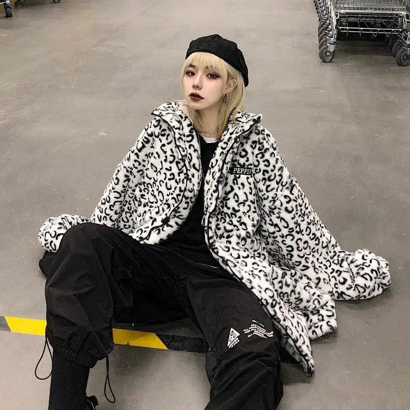Thickened plush cotton coat Fur-Lined Aviator Coat