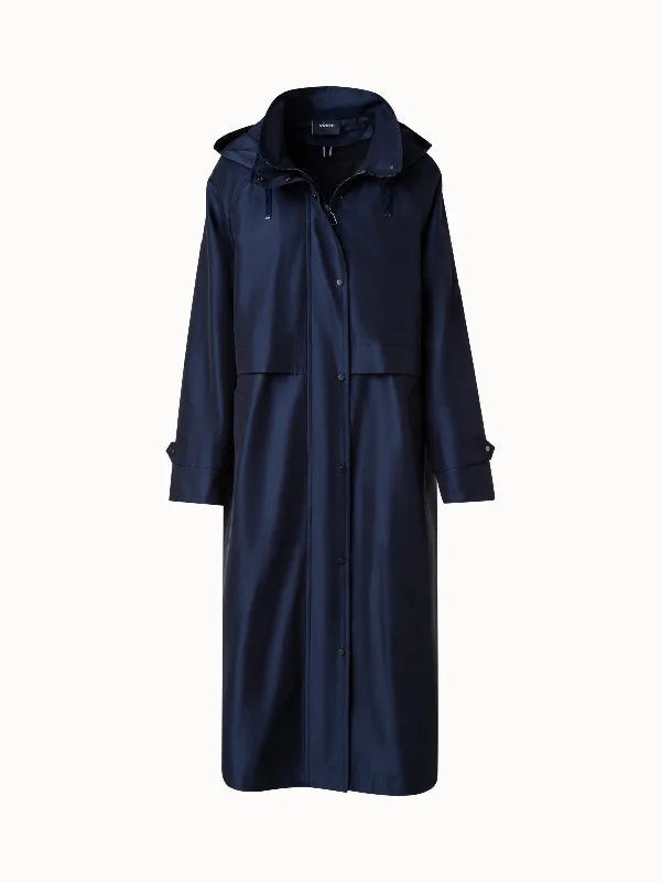 Water Repellent Long Silk Taffeta Coat Sleeveless Puffer Vest