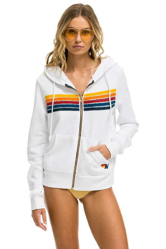 5 STRIPE HOODIE - WHITE Graphic Hoodie Design Print