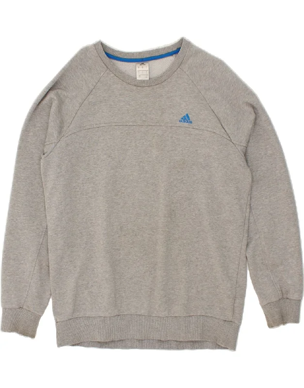 ADIDAS Mens Sweatshirt Jumper Large Grey Cotton Hoodie with Hem Ribbing Snug Secure