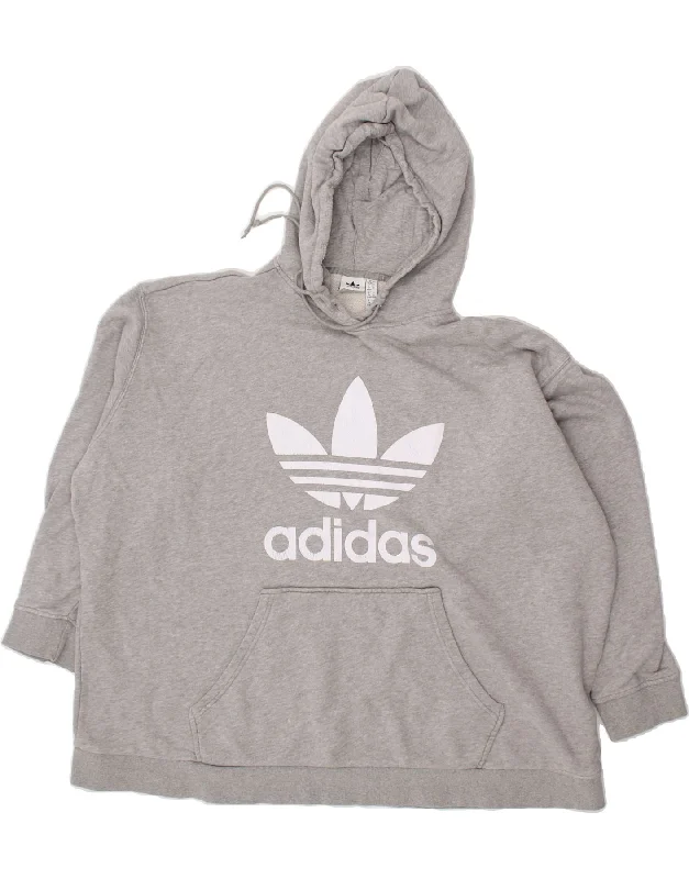 ADIDAS Womens Graphic Hoodie Jumper UK 32/34 4XL Grey Cotton Hoodie with Emblem Brand Identity ADIDAS Womens Graphic Hoodie Jumper UK 32/34 4XL Grey Cotton Hoodie with Emblem Brand Identity