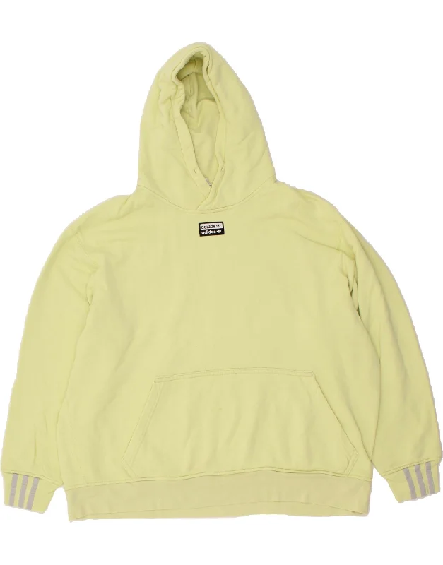 ADIDAS Womens Oversized Graphic Hoodie Jumper UK 16 Large Yellow Cotton Hoodie with Drop Shoulder Relaxed Streetwear ADIDAS Womens Oversized Graphic Hoodie Jumper UK 16 Large Yellow Cotton Hoodie with Drop Shoulder Relaxed Streetwear