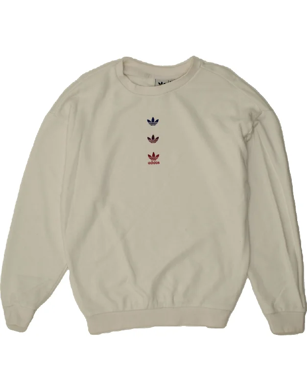 ADIDAS Womens Oversized Sweatshirt Jumper UK 4 XS White Cotton Hoodie with Magnetic Closure Innovative Modern ADIDAS Womens Oversized Sweatshirt Jumper UK 4 XS White Cotton Hoodie with Magnetic Closure Innovative Modern