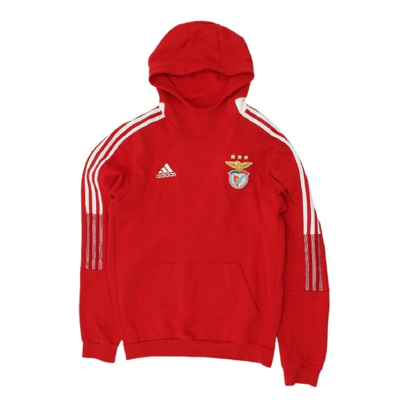 Benfica Mens Red Adidas Pullover Hoodie | Portuguese Football Sportswear Hoody Asymmetrical Hem Sweater Benfica Mens Red Adidas Pullover Hoodie | Portuguese Football Sportswear Hoody Asymmetrical Hem Sweater