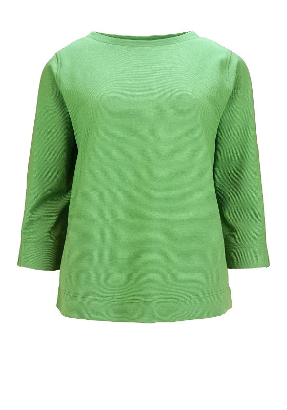 Bianca Deni Ribbed Sweatshirt, Green Hoodie with Typography Text Message