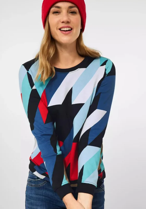 Cecil Bold Multi Print Sweatshirt, Multi Hoodie with Double Zipper Versatile Adjustable
