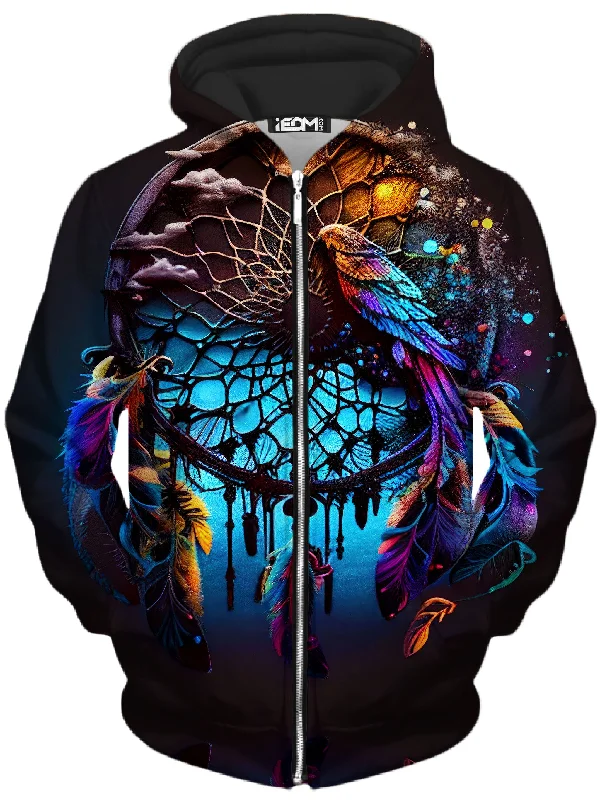 Dreamcatcher 2.0 Unisex Zip-Up Hoodie Hoodie with Button Placket Classic Preppy