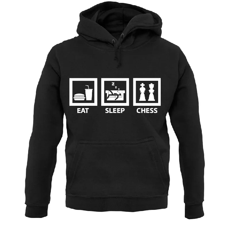 Eat Sleep Chess Unisex Hoodie Hoodie with Hem Applique Textured Unique