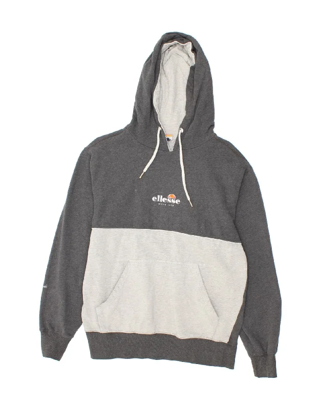 ELLESSE Boys Graphic Hoodie Jumper 15-16 Years Large Grey Colourblock Hoodie with Zipper Placket Modern Functional ELLESSE Boys Graphic Hoodie Jumper 15-16 Years Large Grey Colourblock Hoodie with Zipper Placket Modern Functional