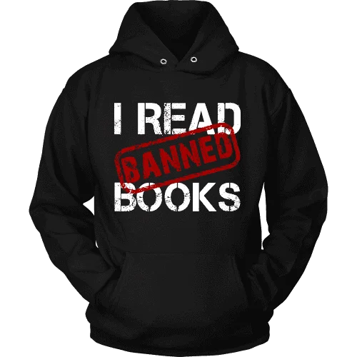 I Read Banned Books Hoodie Hoodie with Exposed Zipper Edgy Industrial