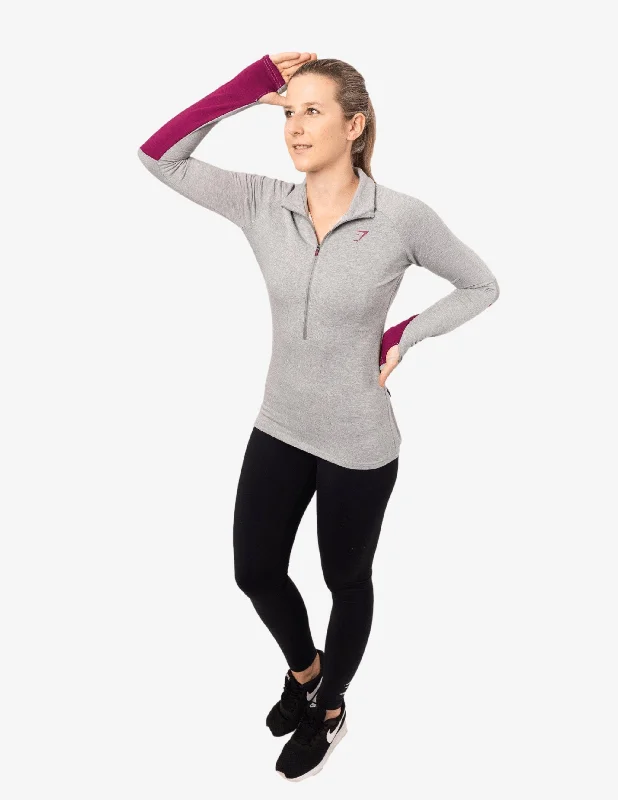 IMPULSE PULLOVER LIGHT GREY MARL/PLUM Hooded Pullover Sweater