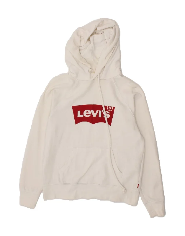 LEVI'S Womens Graphic Hoodie Jumper UK 6 XS White Cotton Hoodie with Drop Shoulder Relaxed Streetwear LEVI'S Womens Graphic Hoodie Jumper UK 6 XS White Cotton Hoodie with Drop Shoulder Relaxed Streetwear