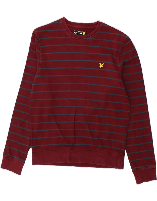 LYLE & SCOTT Womens Sweatshirt Jumper UK 10 Small Maroon Striped Cotton Hoodie with Illustration Artistic Creative LYLE & SCOTT Womens Sweatshirt Jumper UK 10 Small Maroon Striped Cotton Hoodie with Illustration Artistic Creative