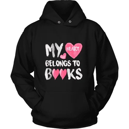 My Heart Belongs To Books Hoodie Hoodie with Ribbed Neckline Snug Warm