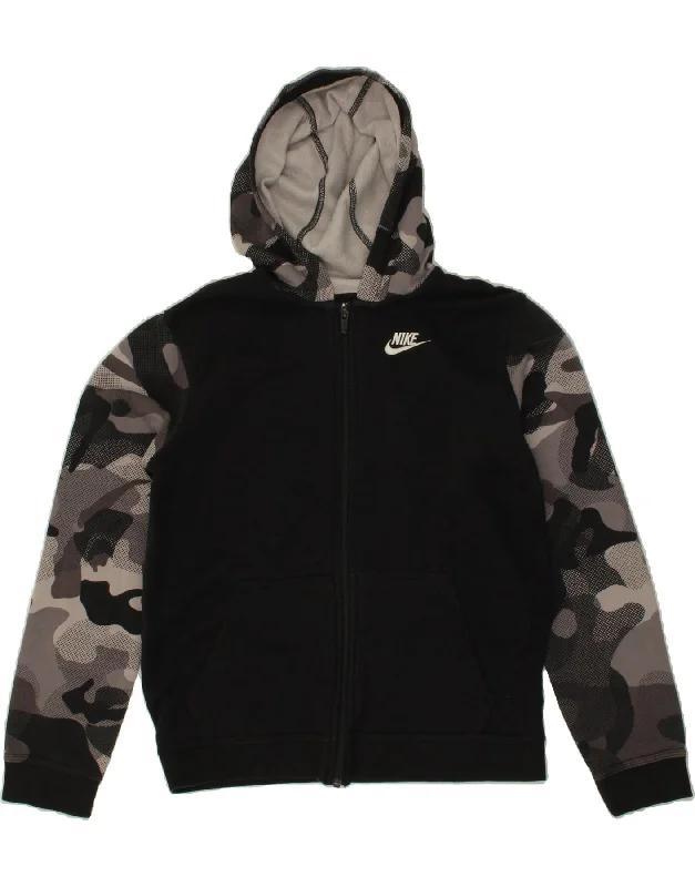 NIKE Boys Zip Hoodie Sweater 13-14 Years XL Black Camouflage Cotton Hoodie with Zipper Placket Modern Functional NIKE Boys Zip Hoodie Sweater 13-14 Years XL Black Camouflage Cotton Hoodie with Zipper Placket Modern Functional