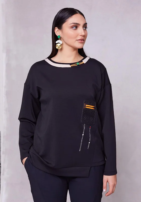 Ora Bungee Collar Relaxed Light Sweatshirt, Black Hoodie with Toggle Buttons Decorative Unique Ora Bungee Collar Relaxed Light Sweatshirt, Black Hoodie with Toggle Buttons Decorative Unique