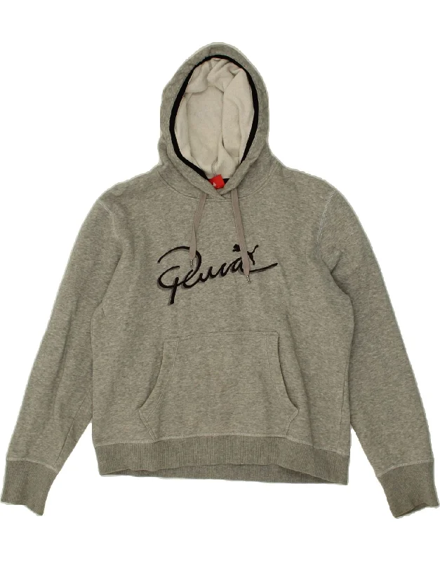 PUMA Womens Graphic Hoodie Jumper UK 14 Large Grey Flecked Hoodie with Slit Hem Functional Movement PUMA Womens Graphic Hoodie Jumper UK 14 Large Grey Flecked Hoodie with Slit Hem Functional Movement