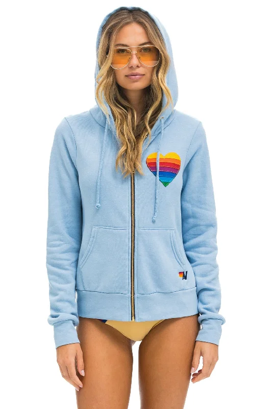 RAINBOW HEART STITCH ZIP HOODIE - ICE Hoodie with Tie-Dye Psychedelic Retro