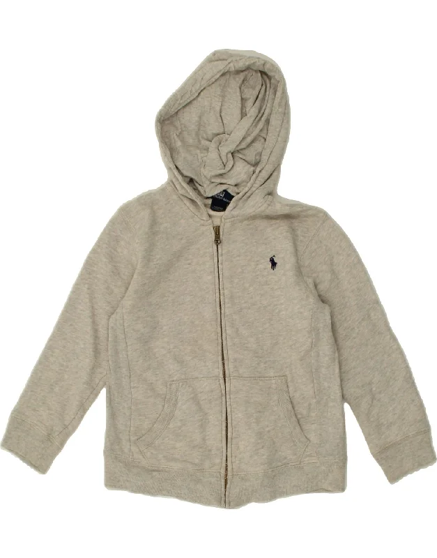 RALPH LAUREN Boys Zip Hoodie Sweater 5-6 Years Grey Hoodie with High Neck Warm Protective RALPH LAUREN Boys Zip Hoodie Sweater 5-6 Years Grey Hoodie with High Neck Warm Protective