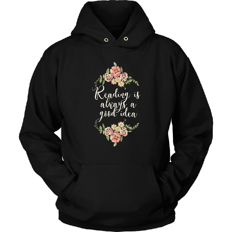 "Reading" Hoodie Hoodie with Ribbed Cuffs Snug Fit Comfort