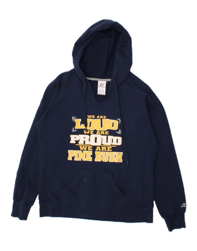 RUSSELL ATHLETIC Mens Graphic Hoodie Jumper Large Navy Blue Hoodie with Drawcord Adjustable Secure RUSSELL ATHLETIC Mens Graphic Hoodie Jumper Large Navy Blue Hoodie with Drawcord Adjustable Secure