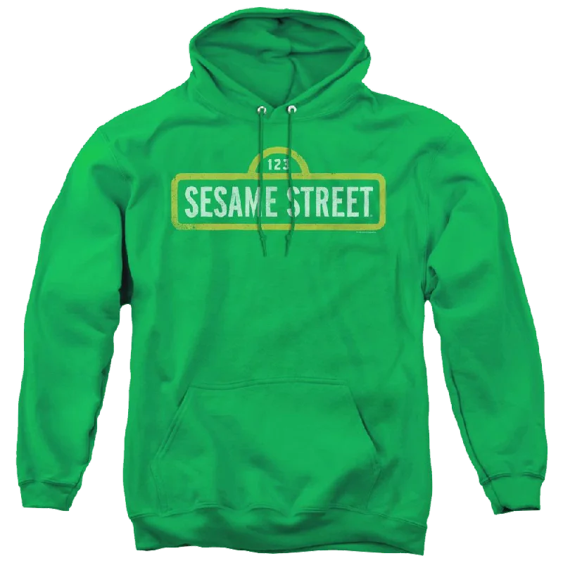 Sesame Street Rough Logo - Pullover Hoodie Lapel Neck Sweater