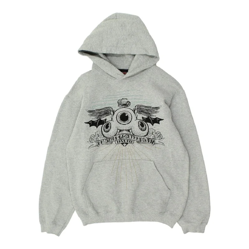 Strange Skateboards Mens Grey Pullover Hoodie | Vintage Skate Clothing Hoody VTG Alpaca Blend Soft Strange Skateboards Mens Grey Pullover Hoodie | Vintage Skate Clothing Hoody VTG Alpaca Blend Soft