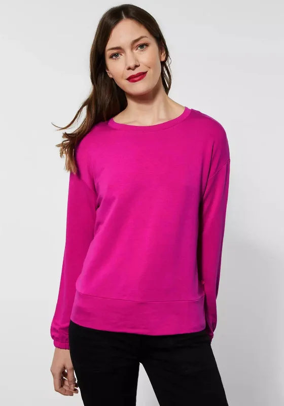 Street One Lightweight Stretch Sweatshirt, Lavish Pink Hoodie with Patch Decorative Personalized