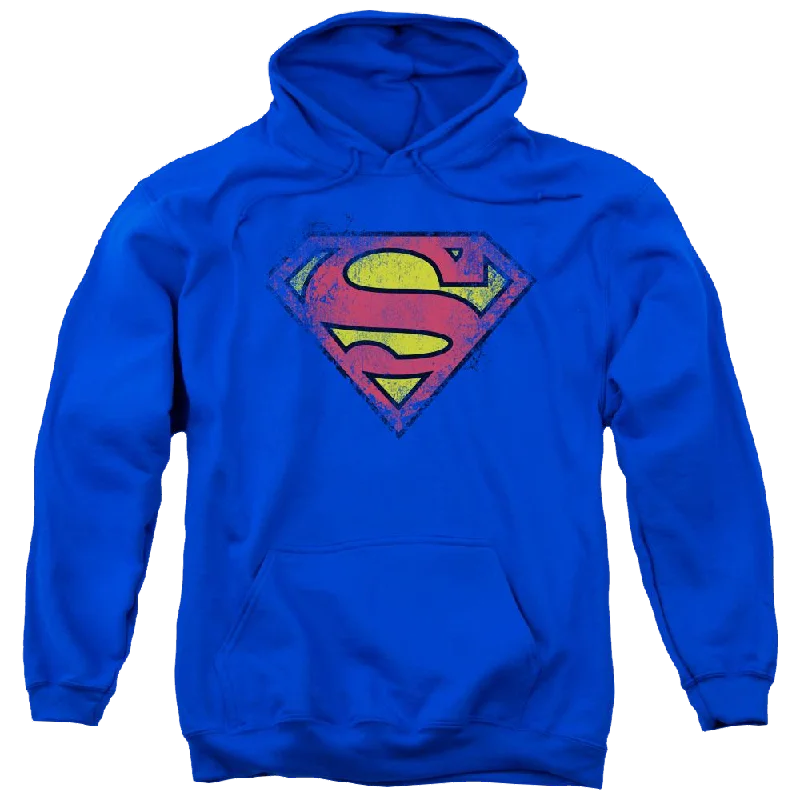 Superman Destroyed Supes Logo - Pullover Hoodie Slouchy Comfort Pullover