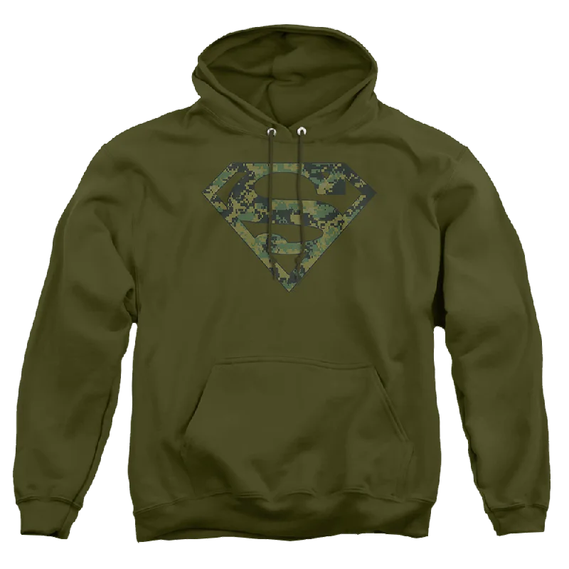 Superman Marine Camo Shield - Pullover Hoodie Cable Knit Chunky