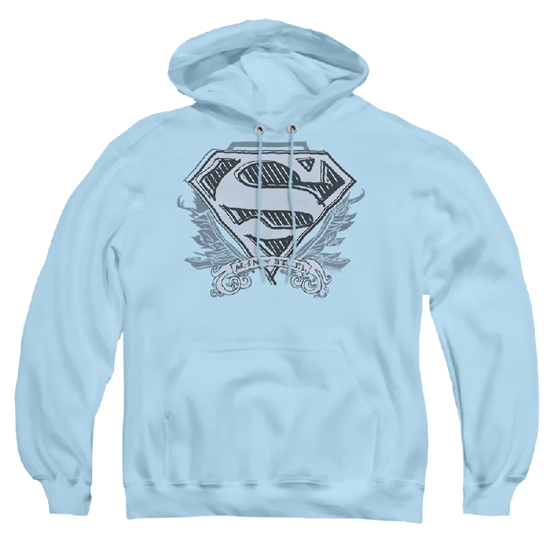 Superman Sketchy Crest Shield - Pullover Hoodie Crew Neck Wool