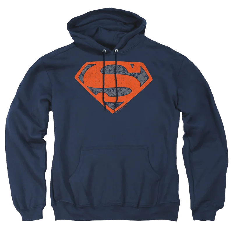 Superman Vintage Shield Collage - Pullover Hoodie Textured Knit Design
