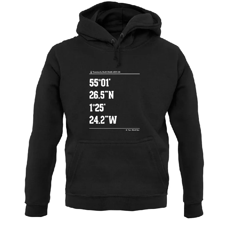 Surfing Coordinates Tynemouth Unisex Hoodie Hoodie with Stripes Bold Sporty