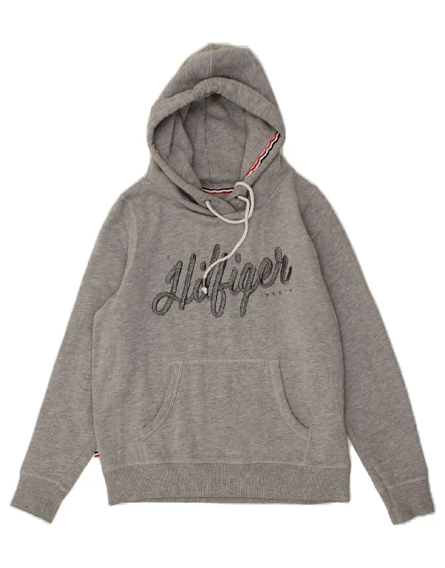 TOMMY HILFIGER Womens Graphic Hoodie Jumper UK 14 Medium Grey Cotton Hoodie with Button Classic Timeless TOMMY HILFIGER Womens Graphic Hoodie Jumper UK 14 Medium Grey Cotton Hoodie with Button Classic Timeless