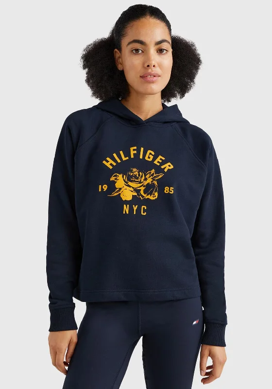 Tommy Hilfiger Womens Relaxed Graphic Hoodie, Desert Sky Hoodie with Button Classic Timeless Tommy Hilfiger Womens Relaxed Graphic Hoodie, Desert Sky Hoodie with Button Classic Timeless