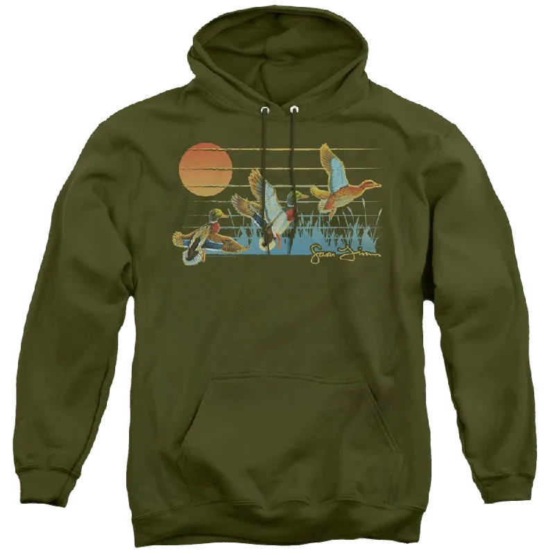 Wild Wings Three Ducks - Pullover Hoodie Deep Neck Pullover