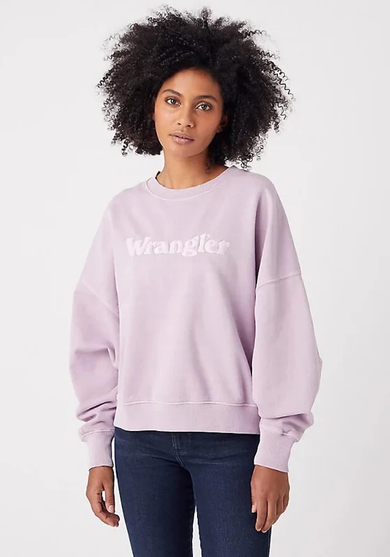 Wrangler Relaxed Sweatshirt, Natural Violet Hoodie with Hood Adjustable Protection