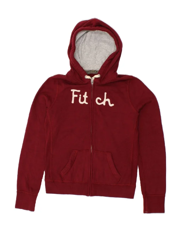 ABERCROMBIE & FITCH Womens Graphic Zip Hoodie Sweater UK 12 Medium Maroon Iron Safe Non-Iron Wrinkle Free ABERCROMBIE & FITCH Womens Graphic Zip Hoodie Sweater UK 12 Medium Maroon Iron Safe Non-Iron Wrinkle Free
